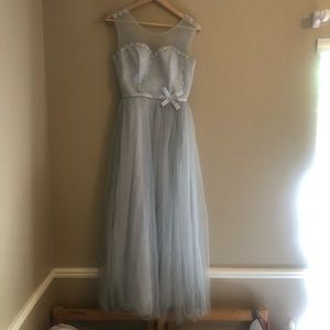 cami pleated tulle maxi dress